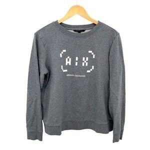 Armani Exchange Designer Crewneck Fleece Sweatshirt Gray Size‎ Large Authentic